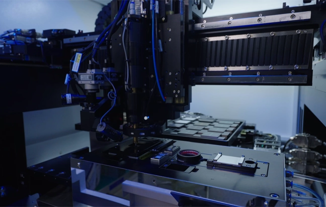 Automated microelectronic assembly equipment in the manufacturing area