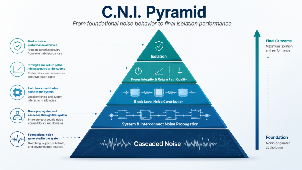 The Broad Top Section Is Labeled "Cascading Noise," While The Very Tip Is Labeled "Isolation."